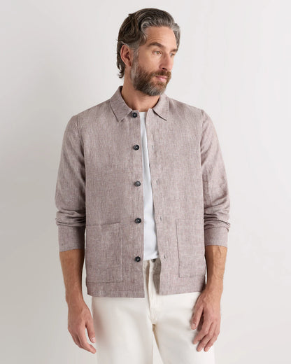 100% European Linen Chore Jacket - S / Flax