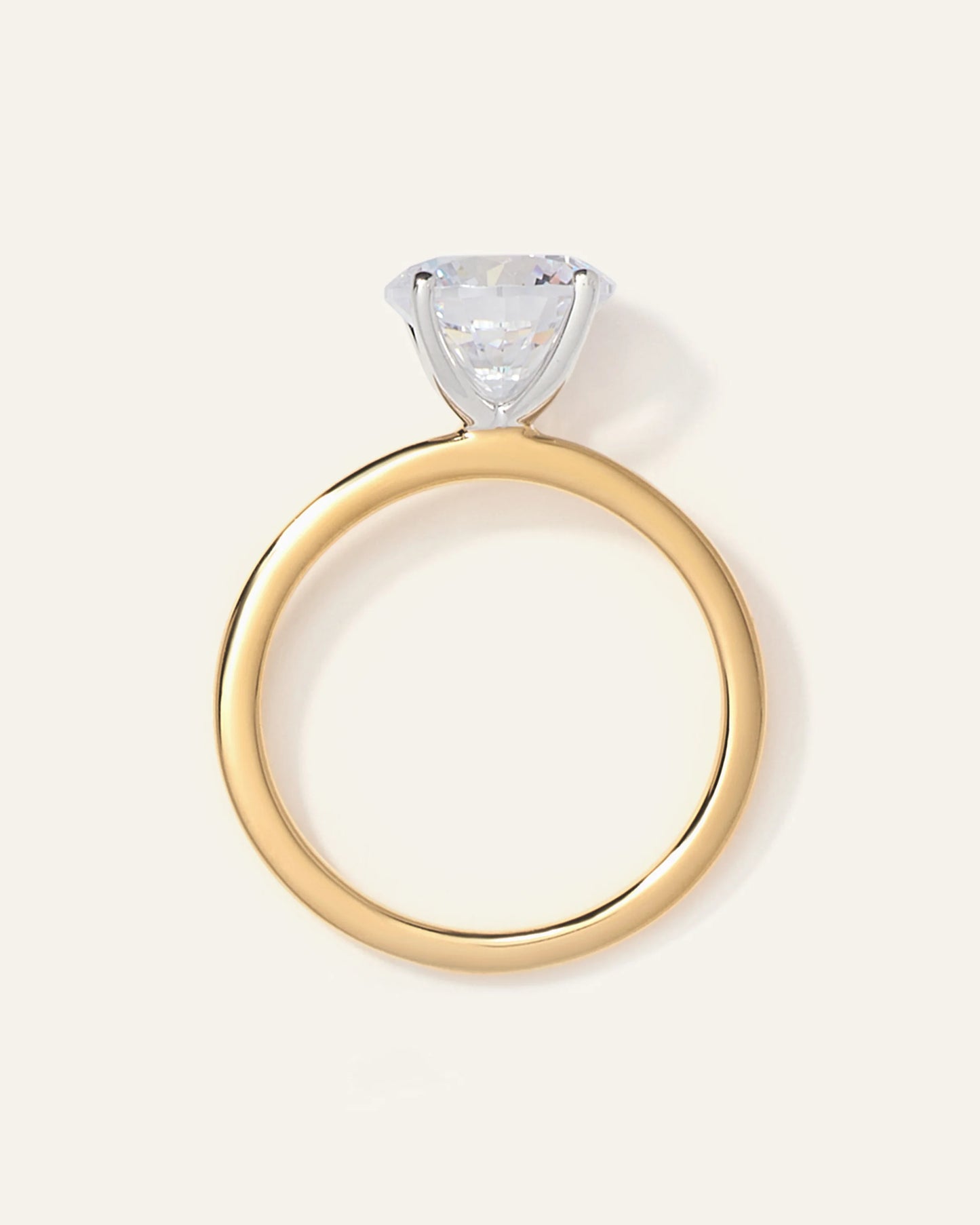 Lab Grown Diamond Round Petite Classic Engagement Ring - 2ct - 4 / Yellow Gold