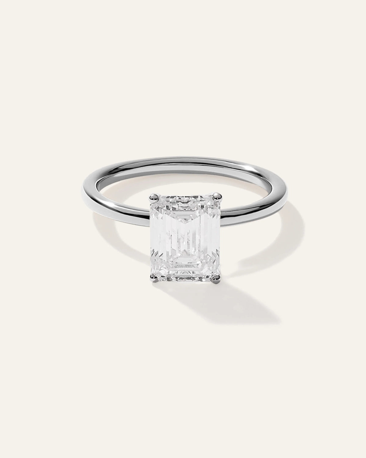 Lab Grown Diamond Emerald Comfort Fit Engagement Ring - 3ct - 4 / Yellow Gold