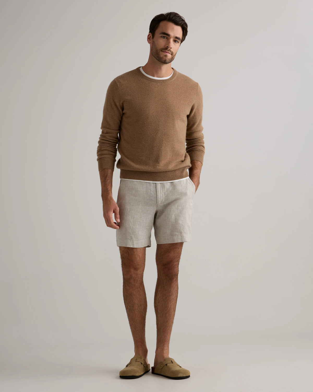 100% European Linen Trouser Shorts - 7" - S / Bayberry Olive