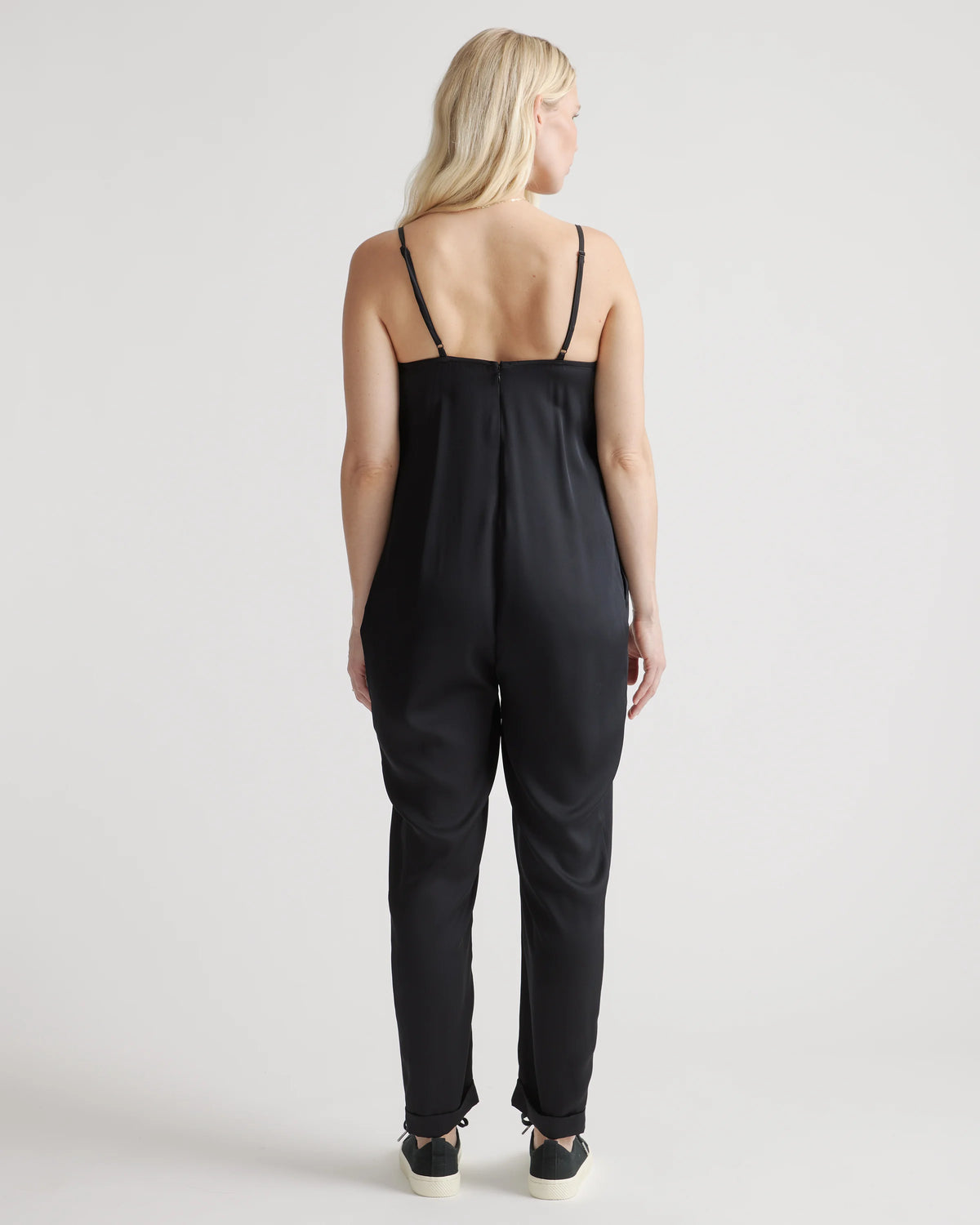 Washable Stretch Silk Maternity Jumpsuit - XS / Black
