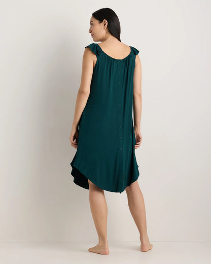 Bamboo Jersey Flutter Sleeve Labor and Delivery Gown - XS / Nocturnal Green