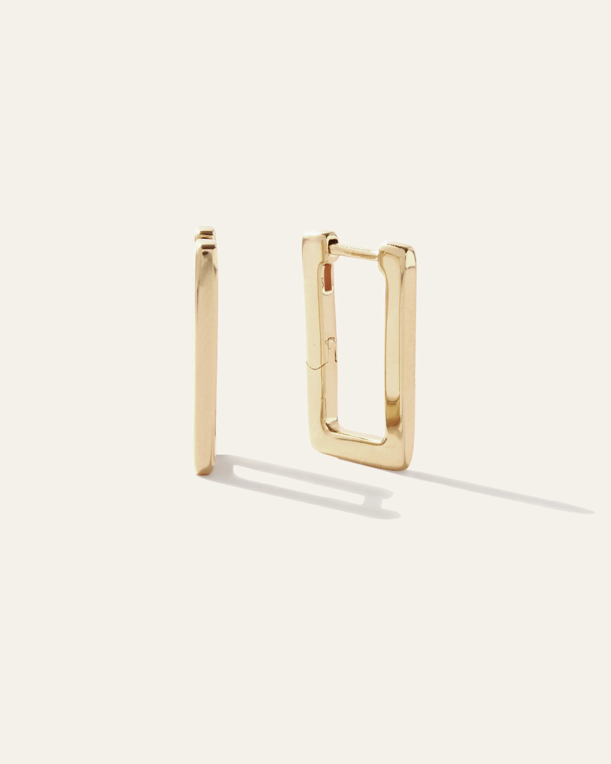 Rectangle Block Hoops - One Size / Gold Vermeil