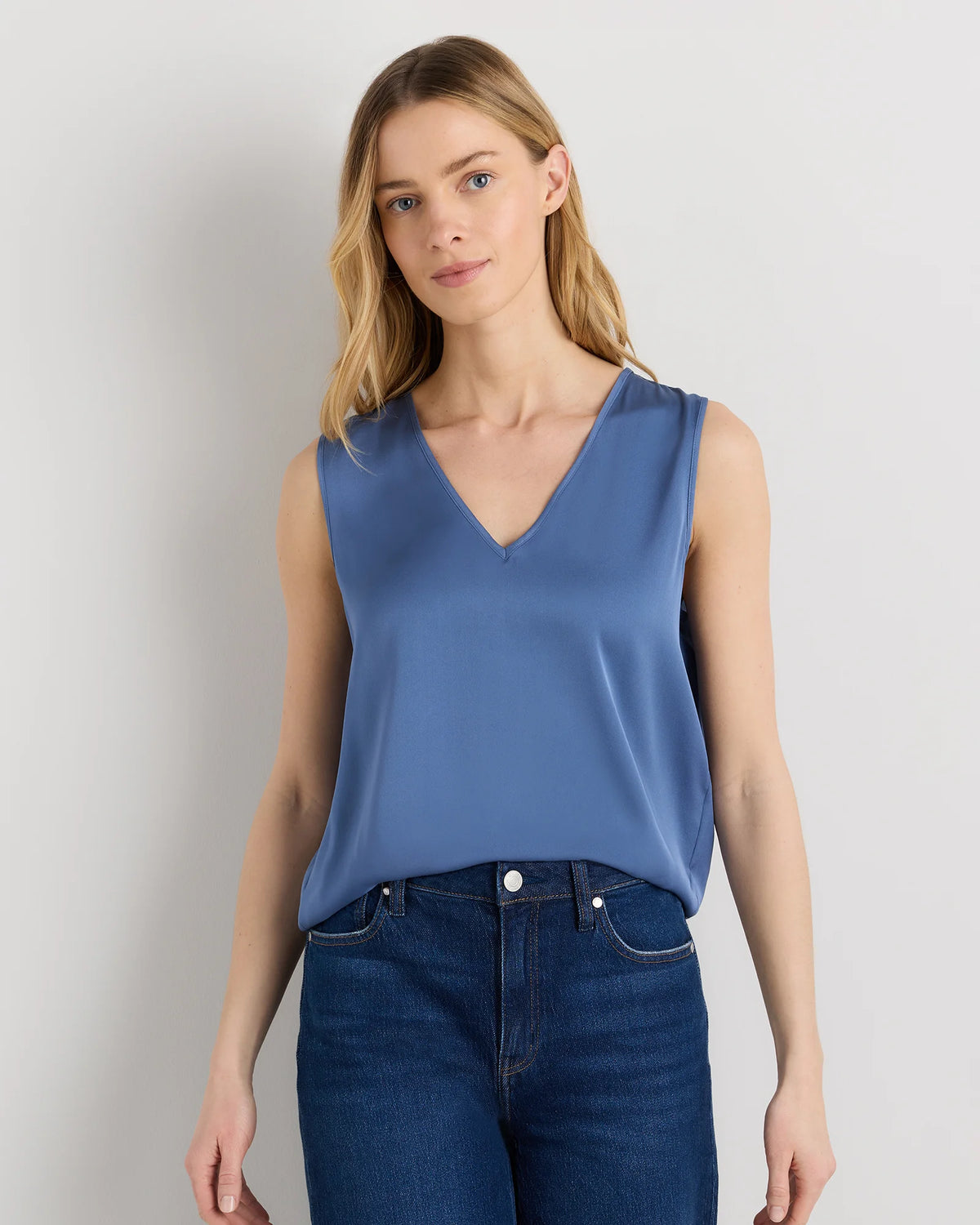 Washable Stretch Silk Tank - XS / Navy