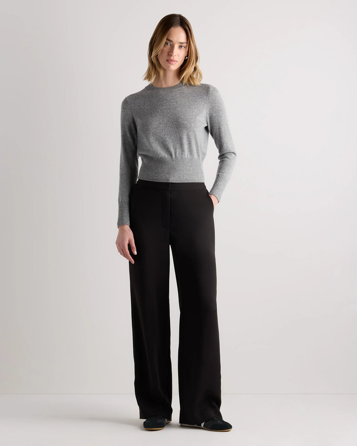 Mongolian Cashmere Shrunken Crewneck Sweater - XS / Ivory