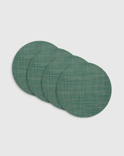 Mini Basketweave Easy-Care Round Placemat, Set of 4 by Chilewich - One Size / Parchment