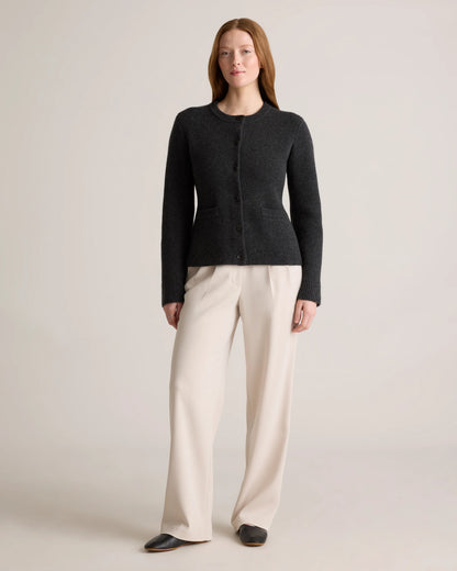 Mongolian Cashmere Structured Cardigan - XS / Oatmeal