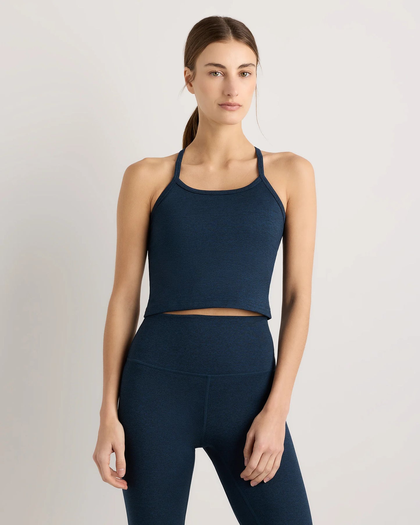 Ultra-Soft Y-Back Cropped Bra Tank - XS / Heather Black