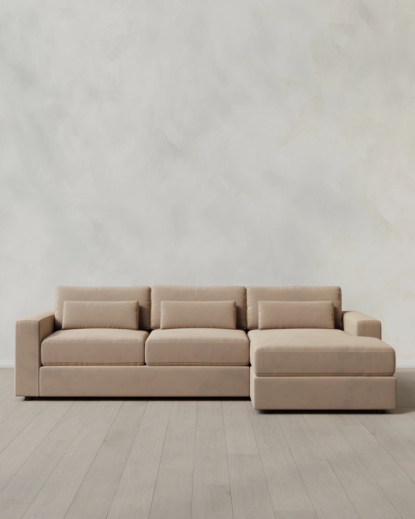 Ashford Deep Seat Chaise Sectional in Performance Velvet - 119" Right Arm / Rust
