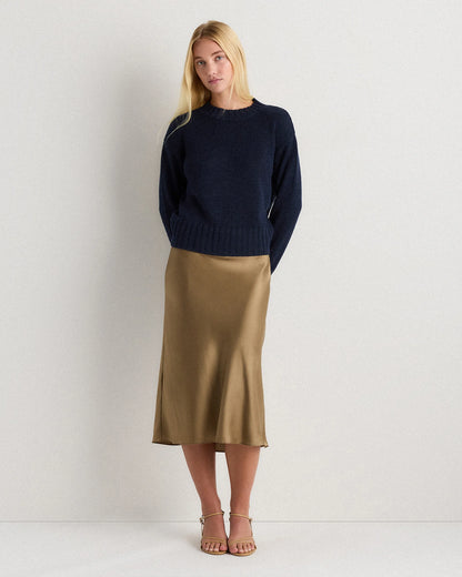 Cotton Linen Relaxed Crew Sweater - XS / Canyon Burnt Orange