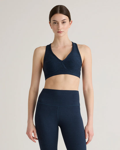 Ultra-Soft V-Neck Racerback Bra - XS / Heather Black