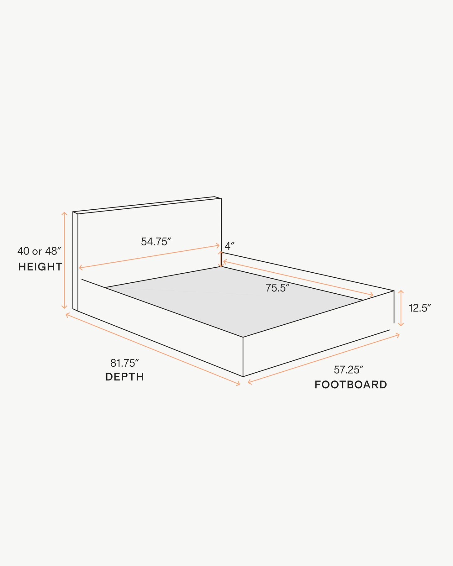 Square Bed in Performance Velvet - Full / Chocolate