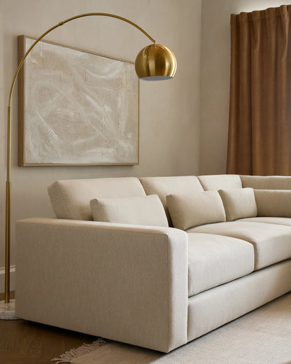 Ashford Deep Seat L Sectional in Performance Velvet - 119x119 / Taupe