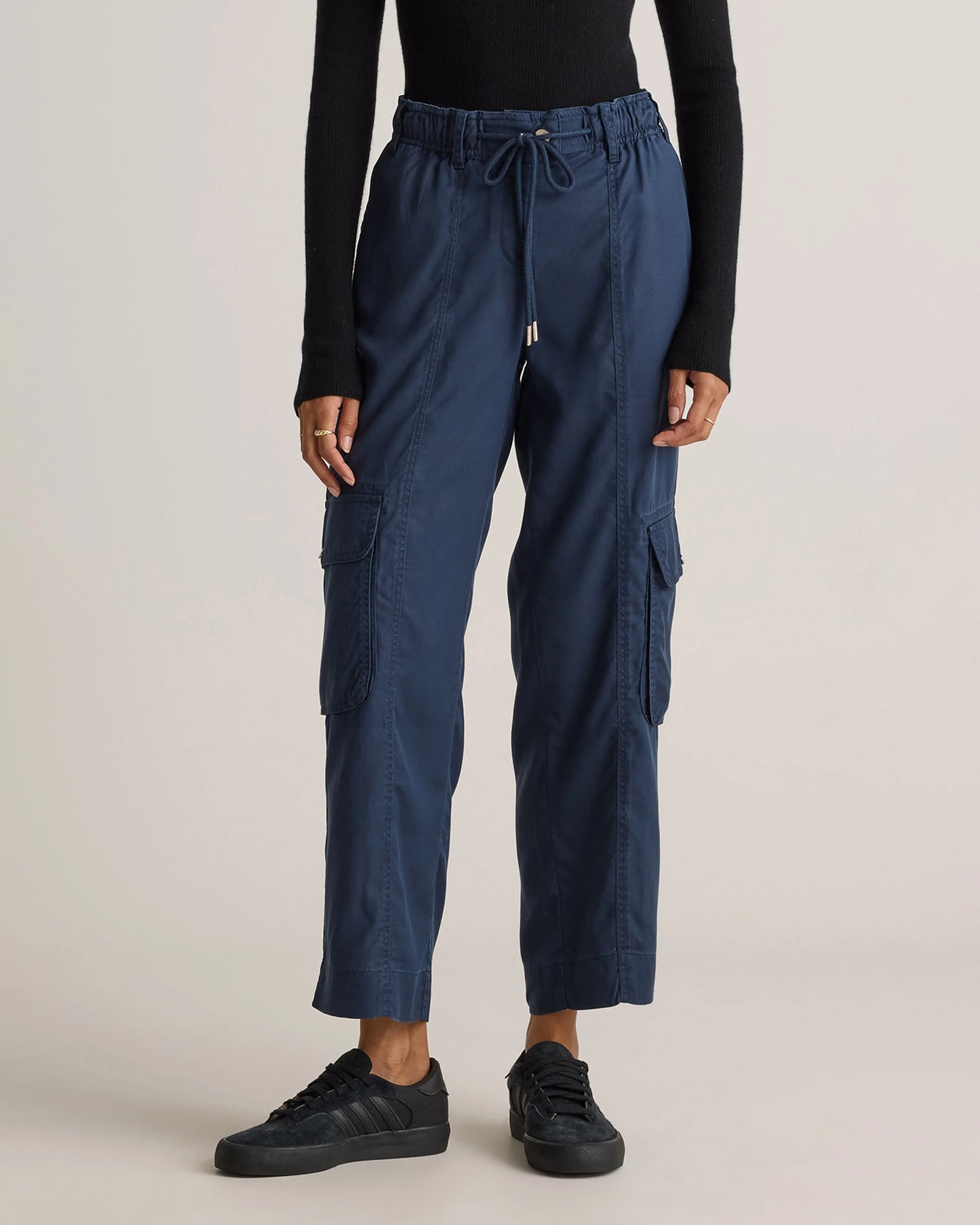 Vintage Wash Tencel Drawstring Cargo Pants - XS / Olive