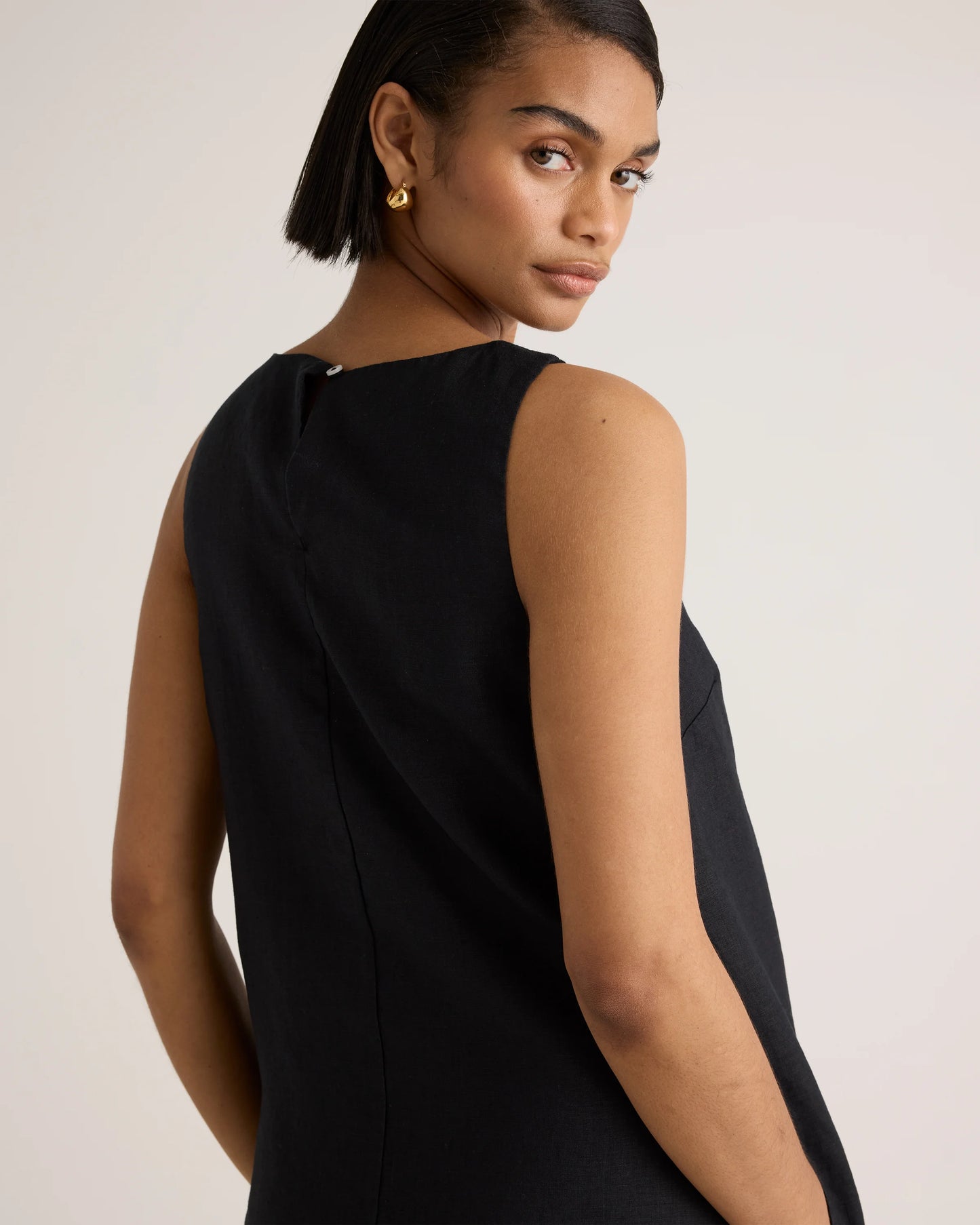 100% European Linen Tank Mini Dress - XS / Martini Olive