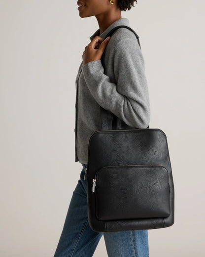 Italian Leather Convertible Backpack - One Size / Black