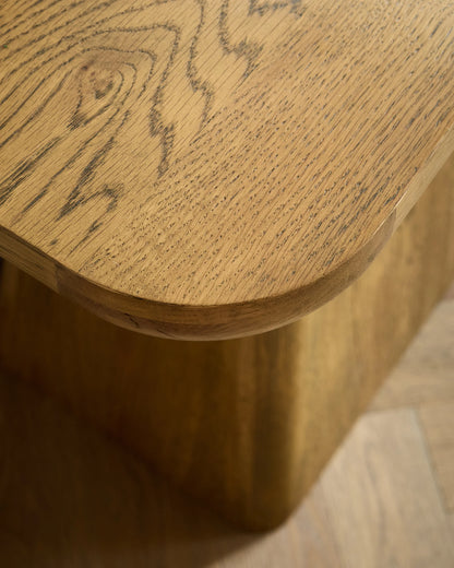 Rustic Oak Plinth Console Table - One Size / Light Brown