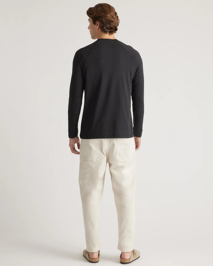 Cotton Modal Long Sleeve Henley Tee - S / Heather Grey