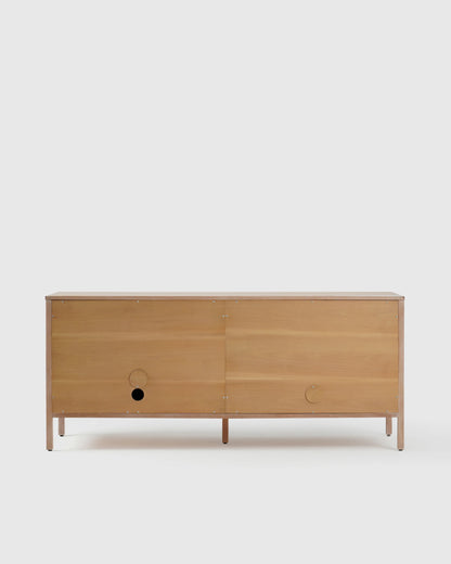 Solid Wood and Natural Rattan Sideboard - One Size / Natural