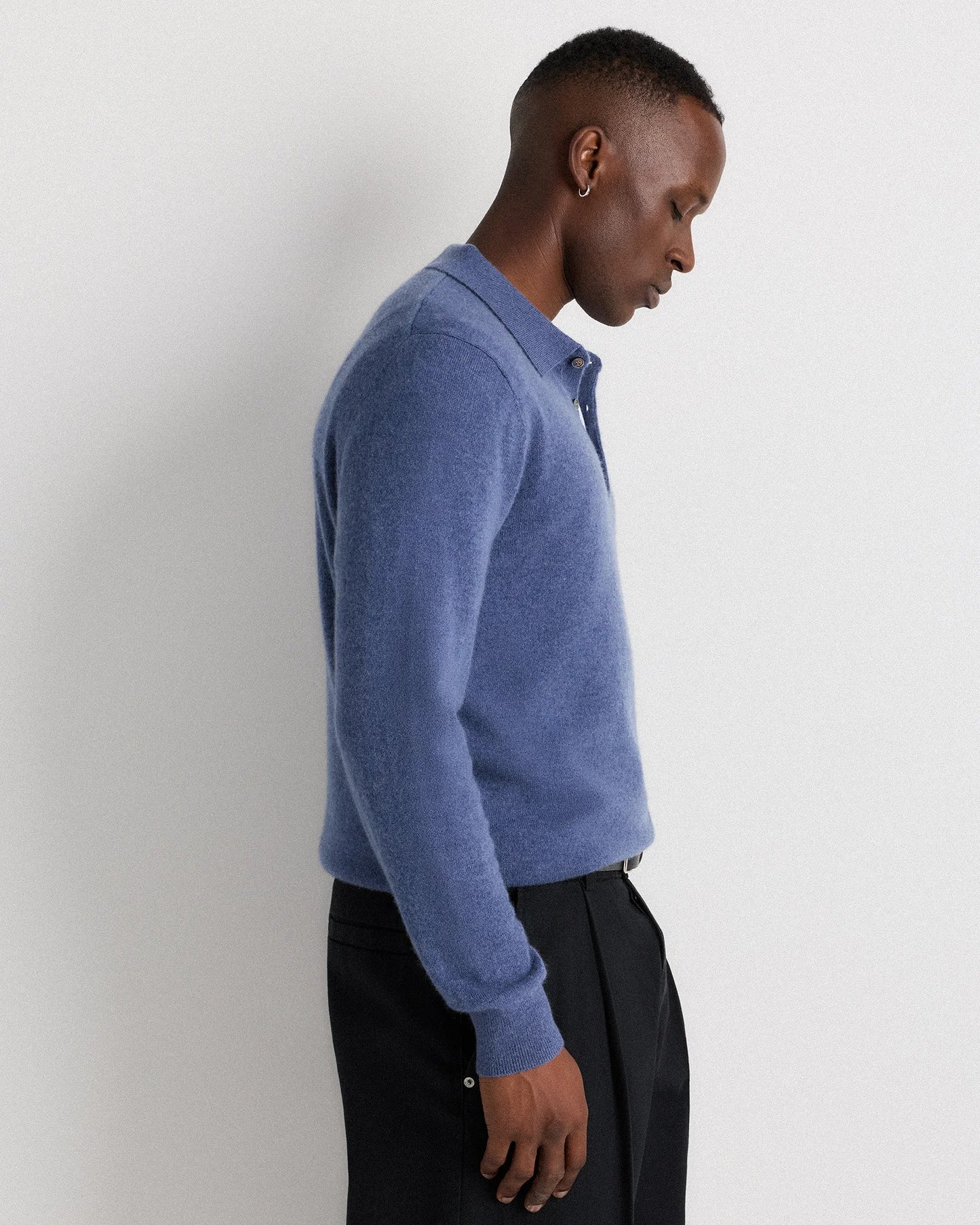 Mongolian Cashmere Polo Sweater - S / True Navy