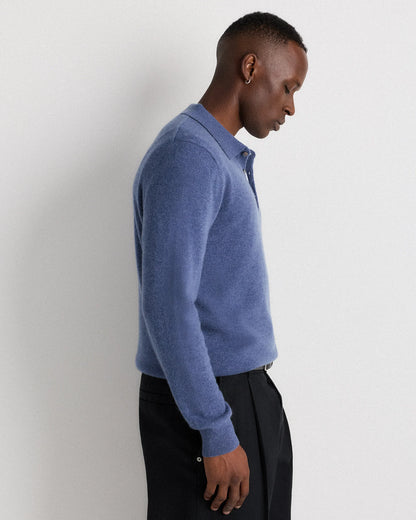 Mongolian Cashmere Polo Sweater - S / True Navy