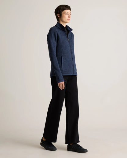 Sweater-Knit Fleece Full-Zip Jacket - XS / Heather Mineral Green