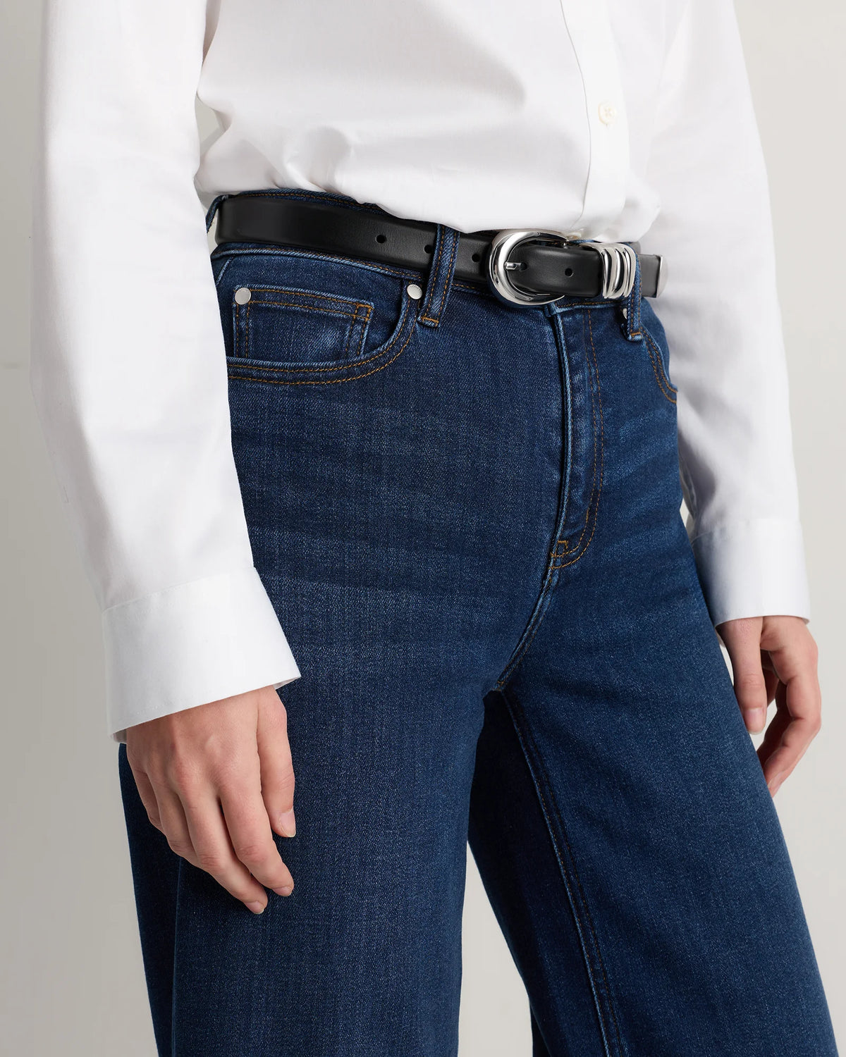 Elissa Triple Keeper European Leather Belt - XS / Black/Gold