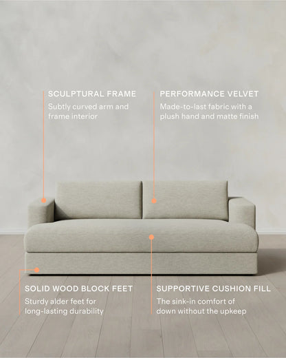 Sierra Curved Arm Sofa in Performance Basketweave - 7ft / Flax
