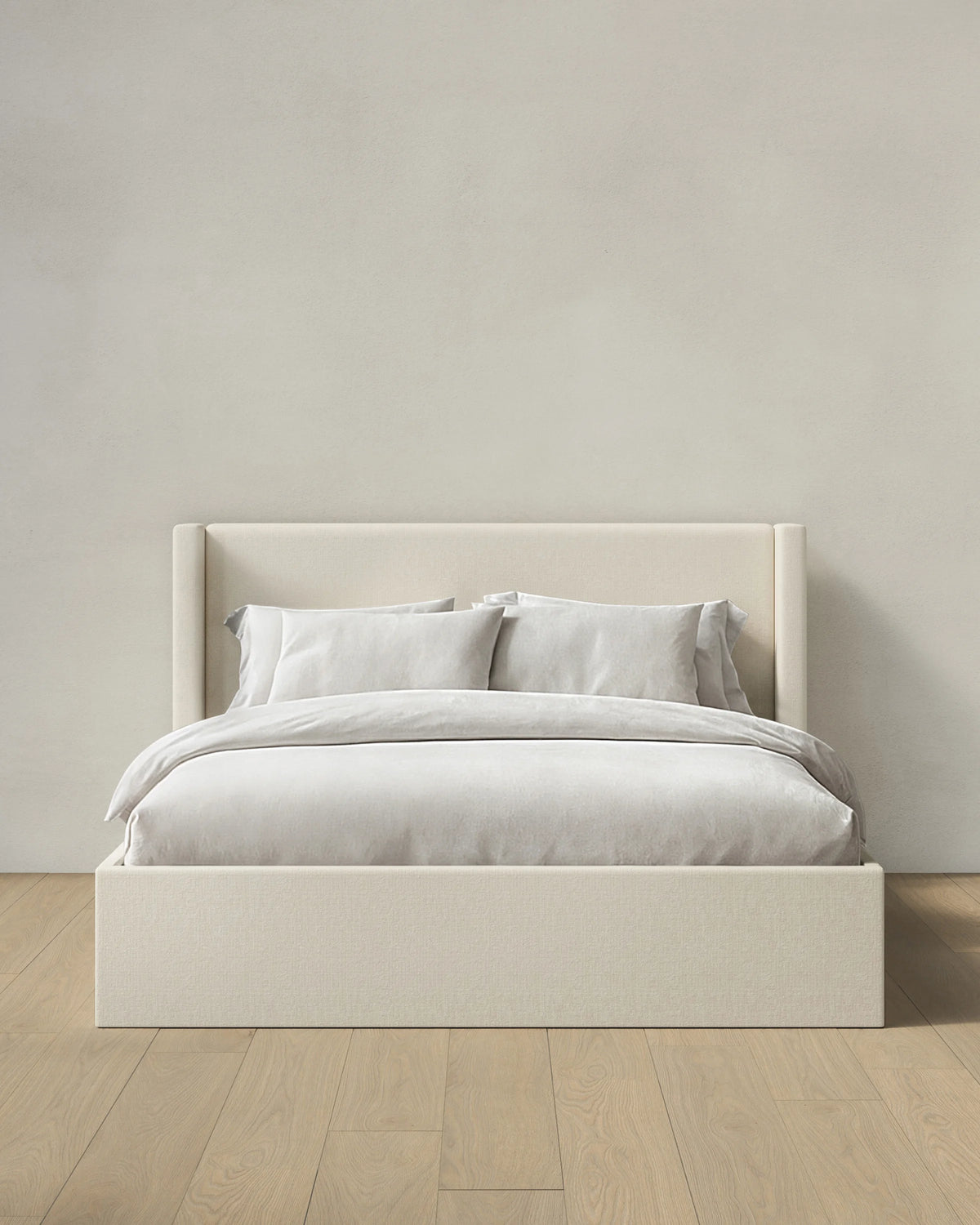 100% Linen Wingback Bed - Full / Canvas