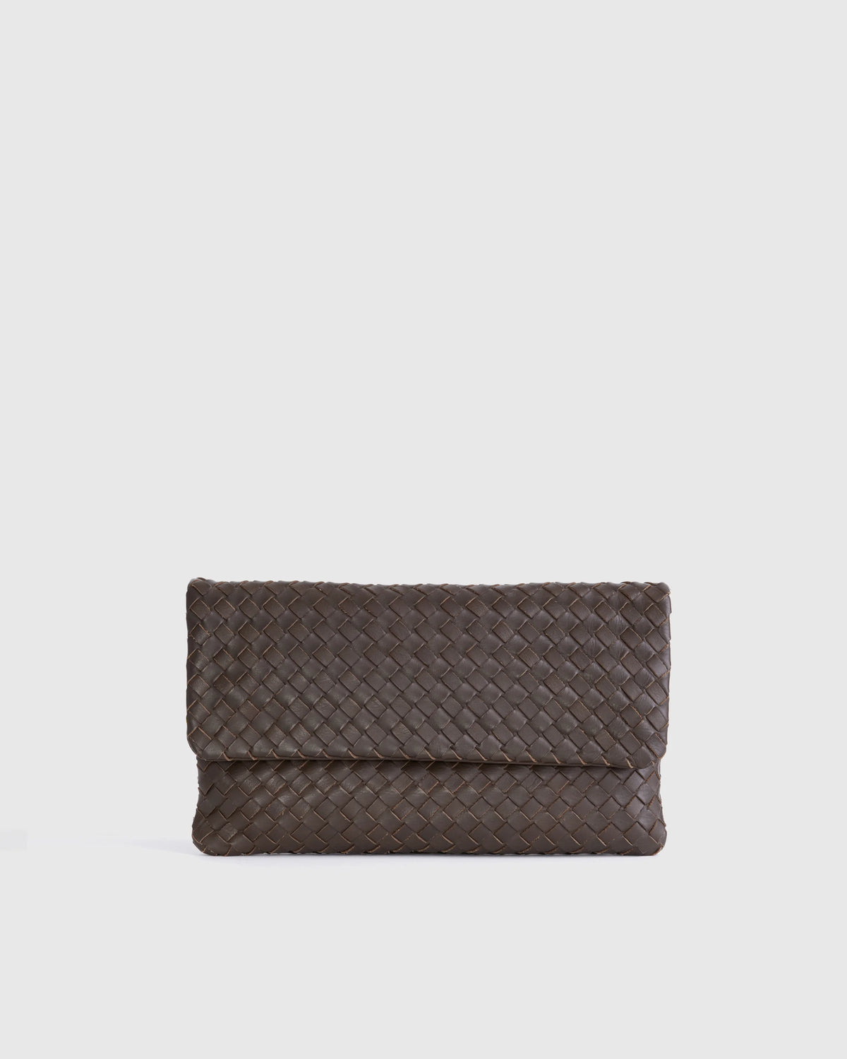 Italian Leather Handwoven Convertible Clutch - One Size / Cognac