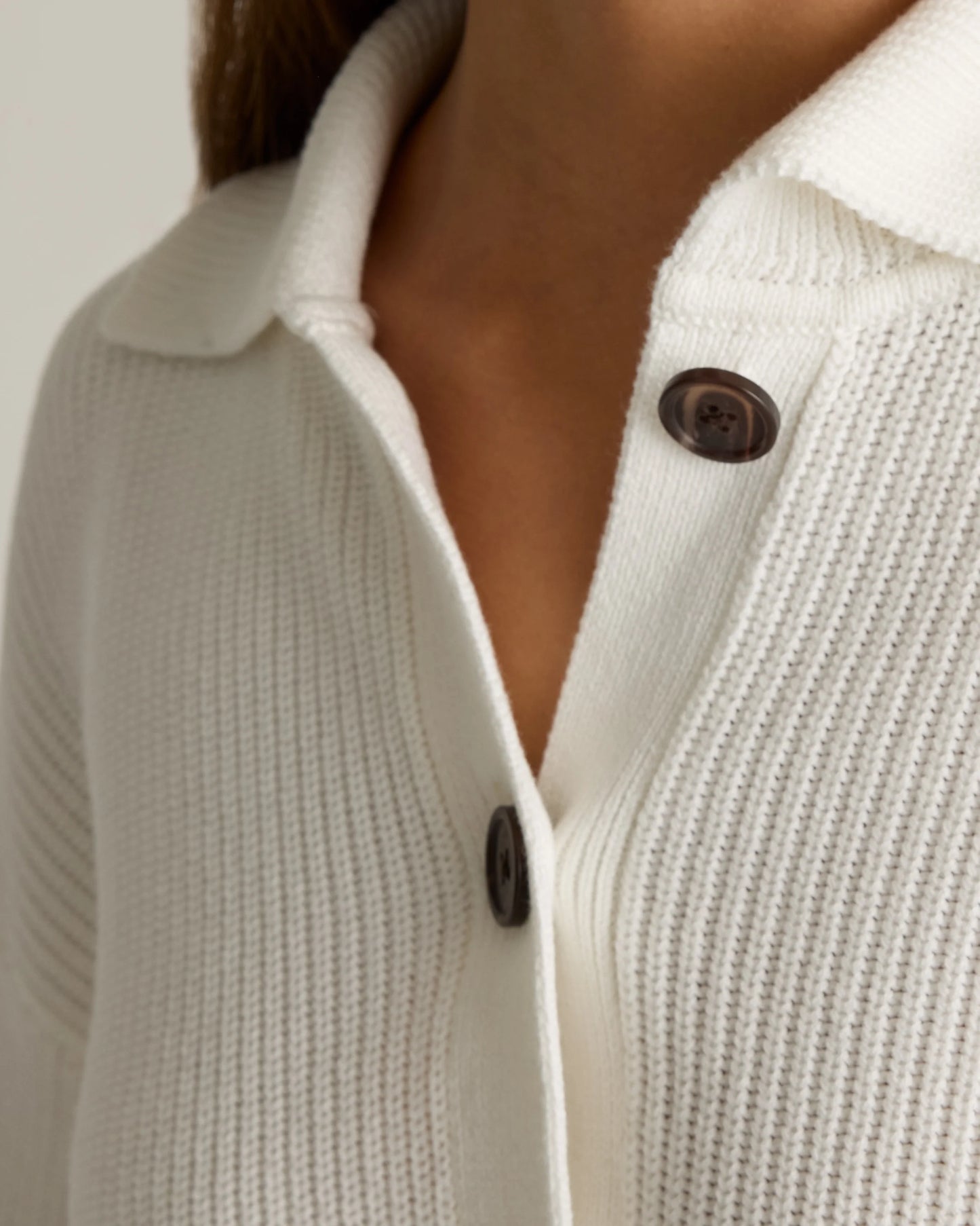 100% Organic Cotton Fisherman Collared Cardigan - XS / Heather Dove Grey