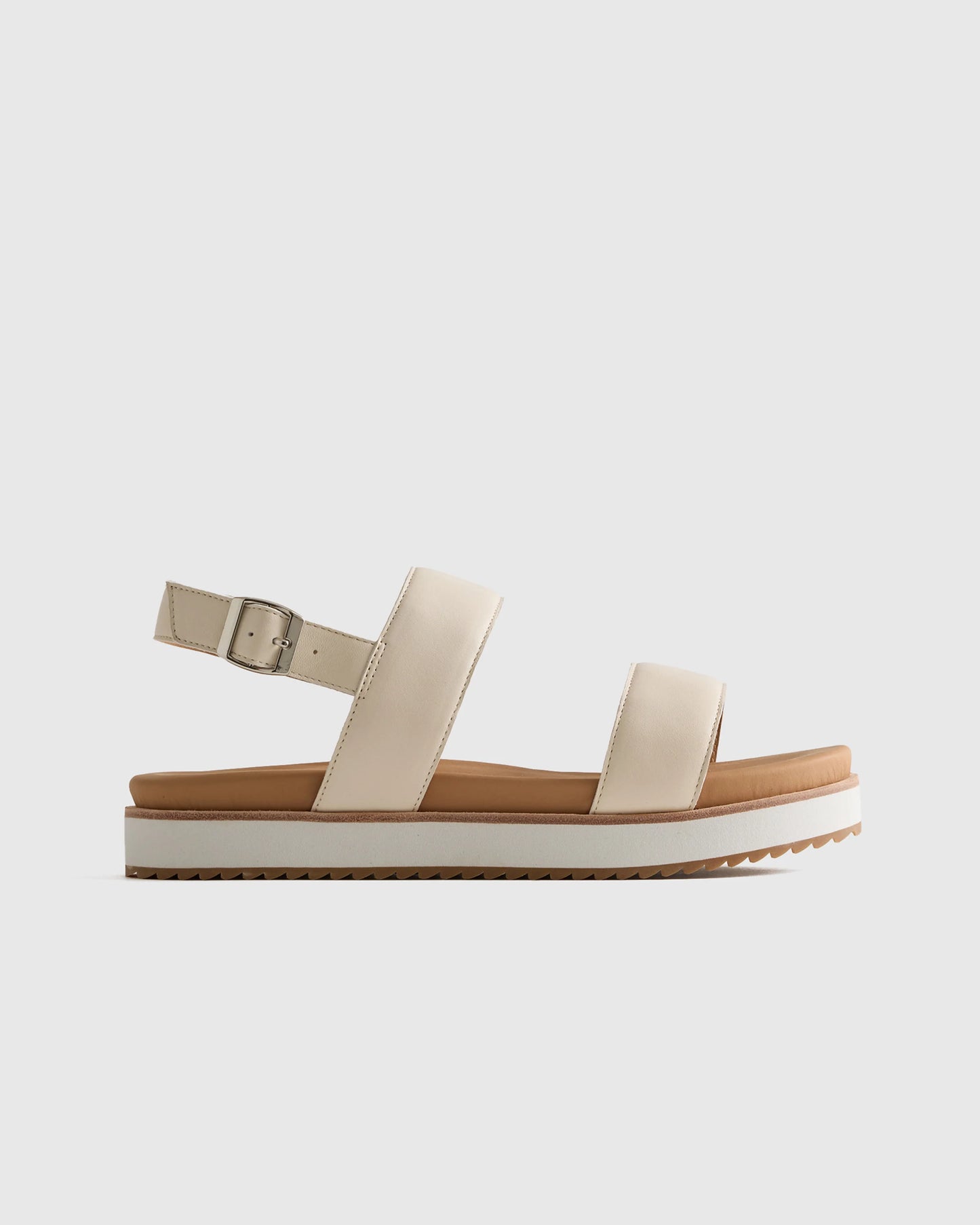 Italian Leather Platform Sandal - 5 / Bone