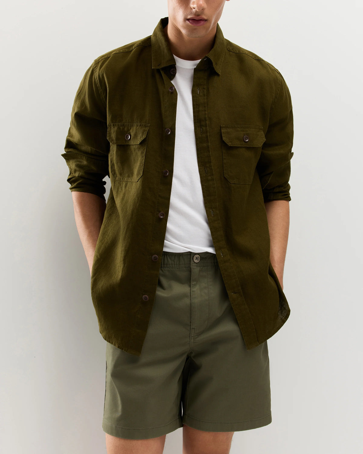 Organic Stretch Cotton Pull On Chino Shorts - 7" - XS / Sand Dune
