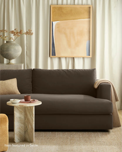 Sierra Curved Arm L Sectional in Performance Velvet - Right Arm / Sable