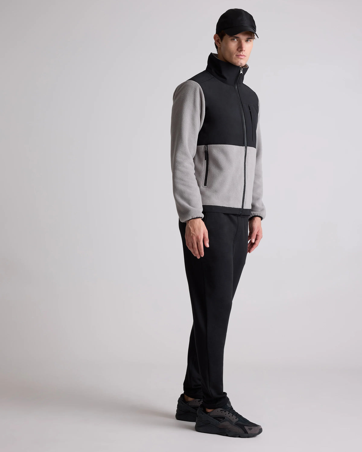 Polar Fleece Full-Zip Jacket - S / Gravel/Bold Black