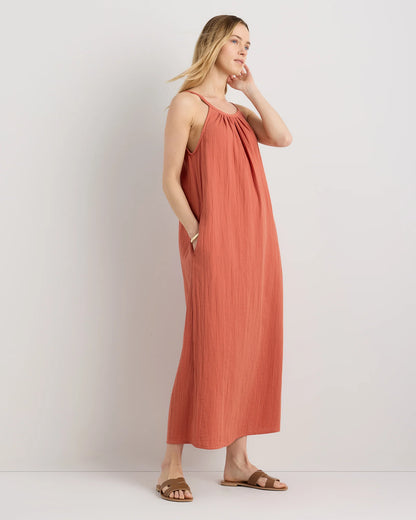 100% Organic Cotton Gauze Sleeveless Maxi Dress - XS / Spiced Orange