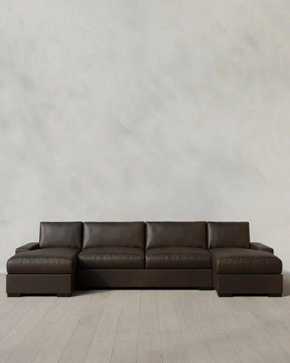 Stillman U Sectional in Leather - One Size / Auburn
