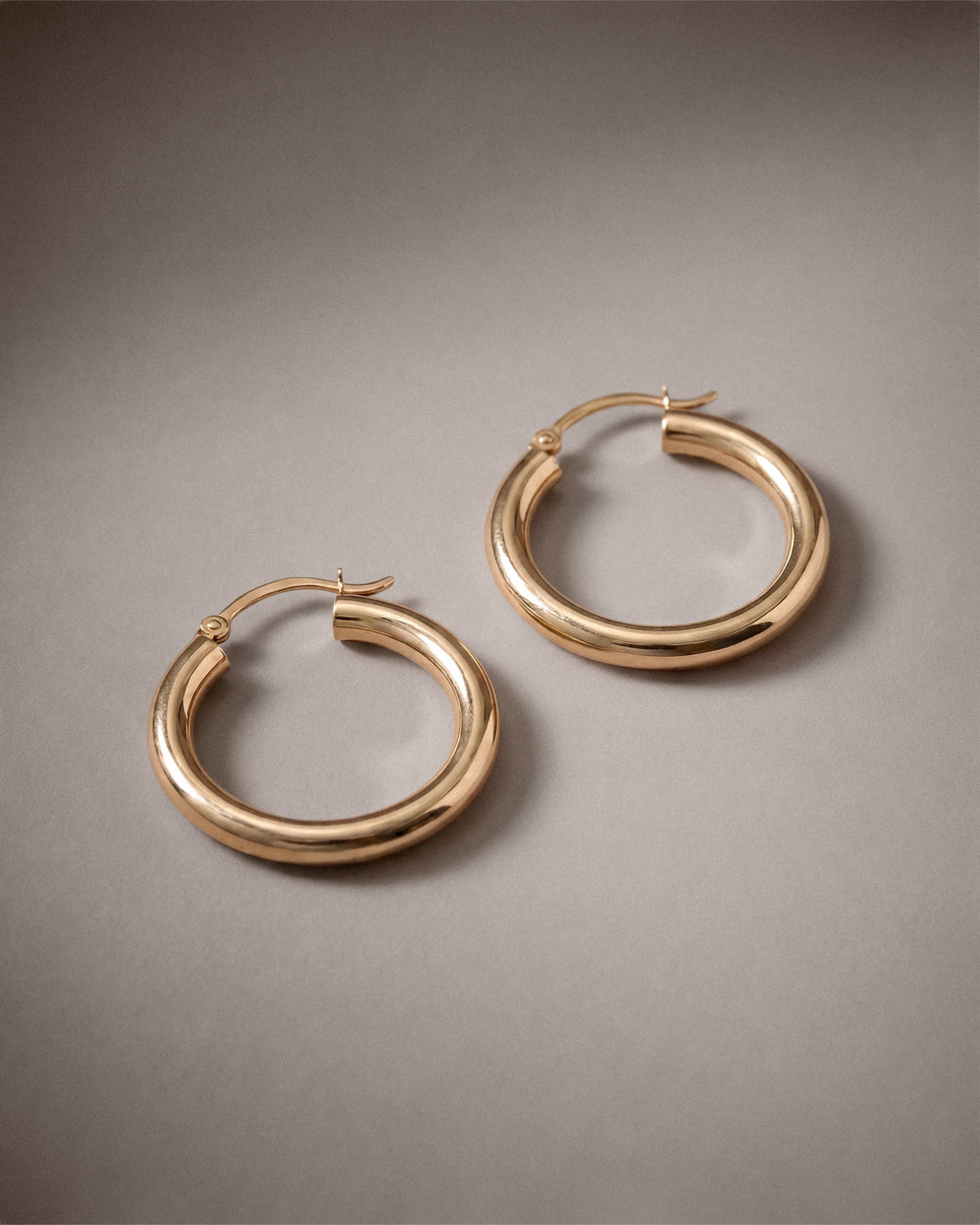 14K Gold 4mm Tube Hoops - 25mm / Yellow Gold