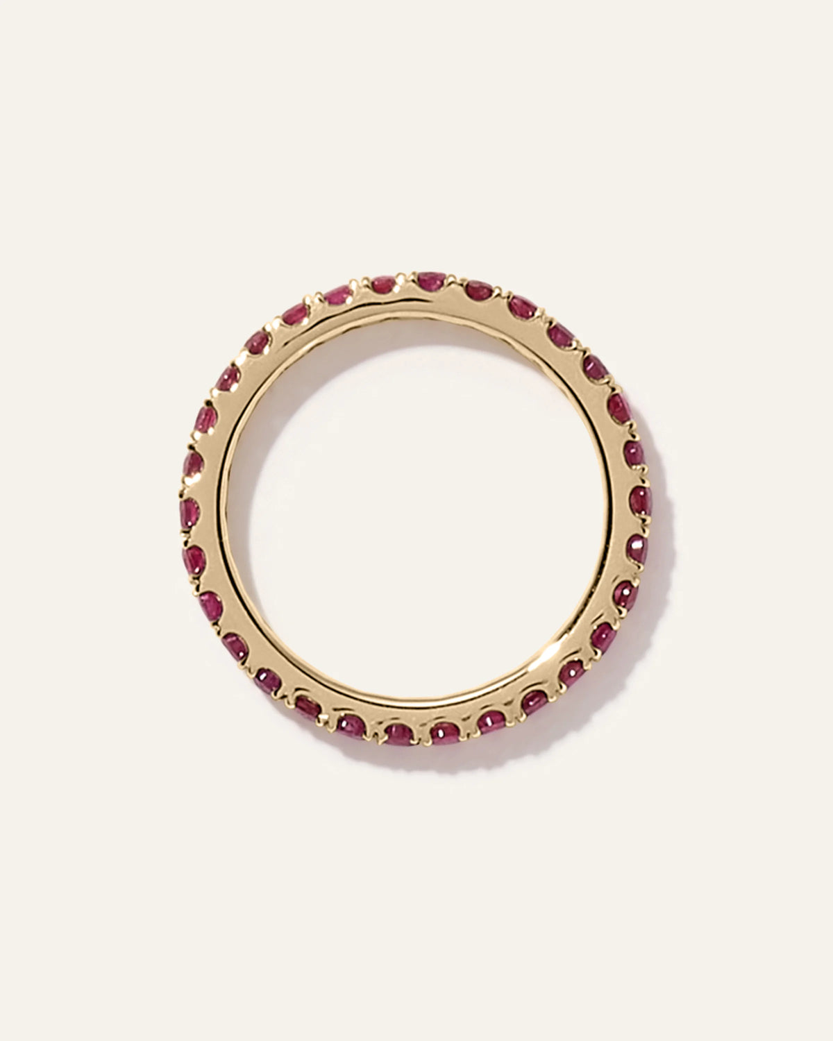 14K Gold Gemstone Pave Eternity Band - 5 / Lab Created Emerald