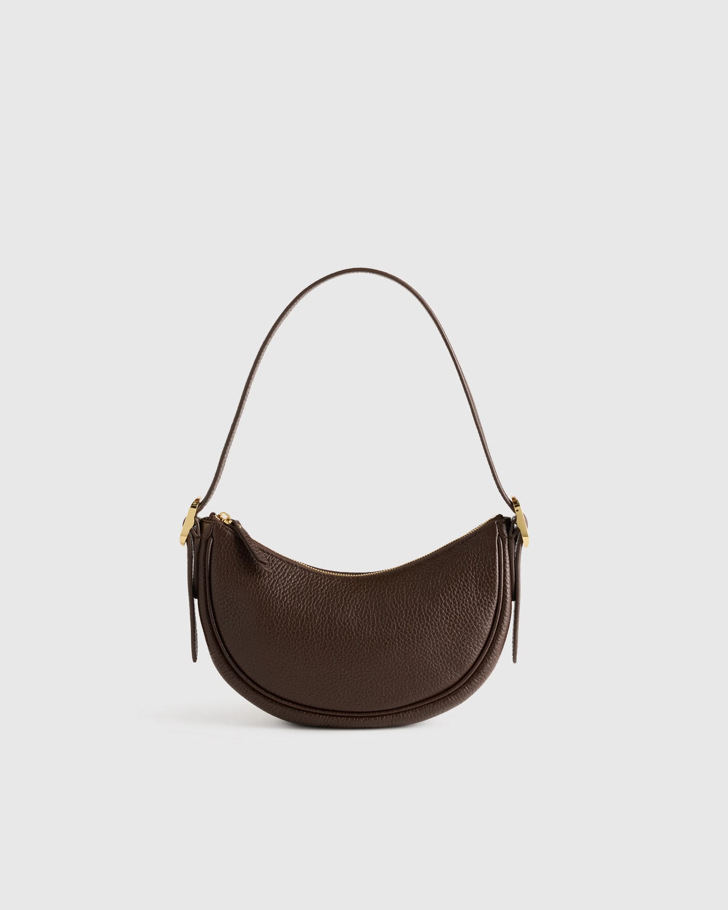 Italian Leather Mini Crescent Shoulder Bag - One Size / Espresso Brown