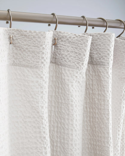 Organic Luxe Waffle Shower Curtain - One Size / White