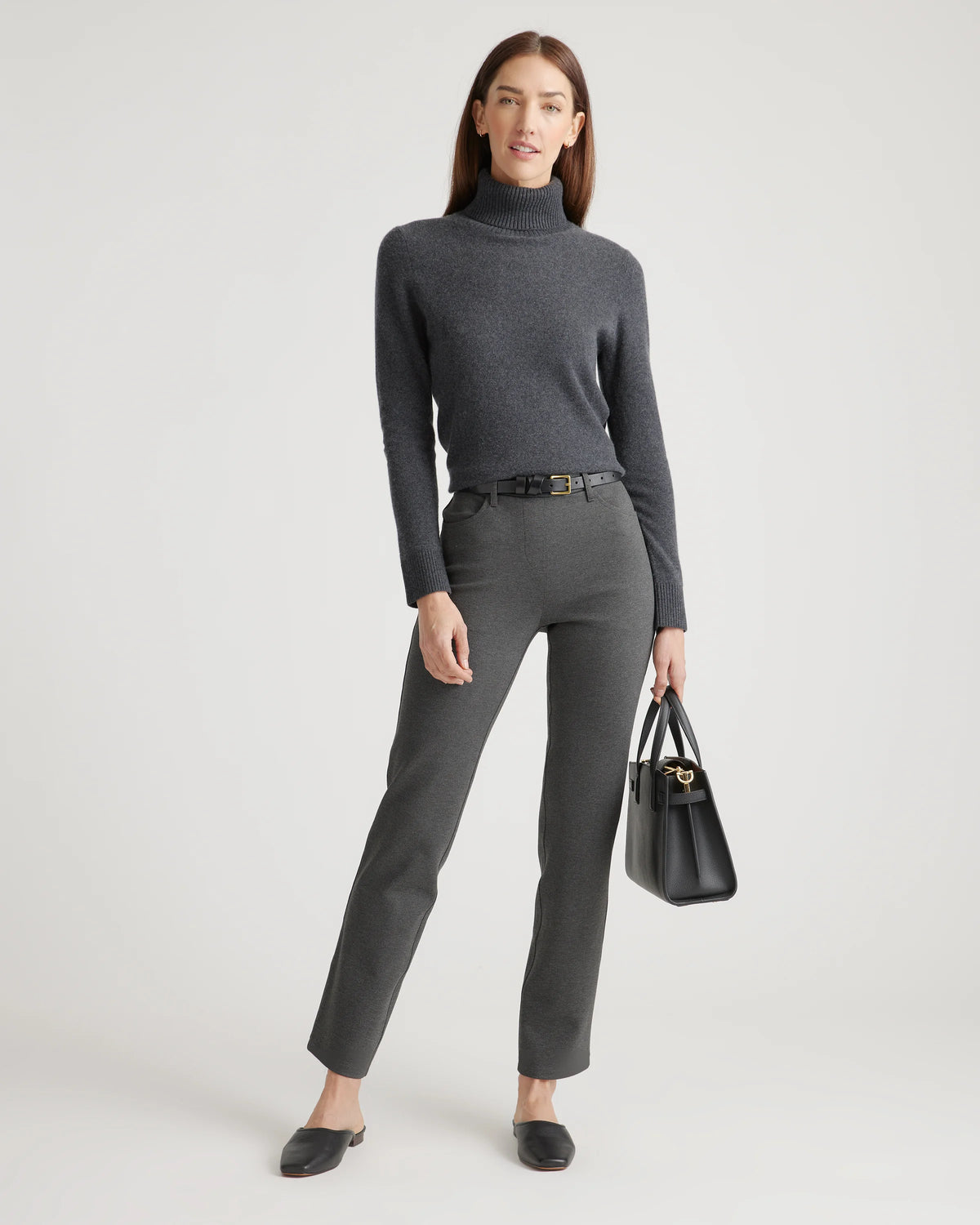 Ultra-Stretch Ponte Straight Leg 4-Pocket Pants - XS / Black