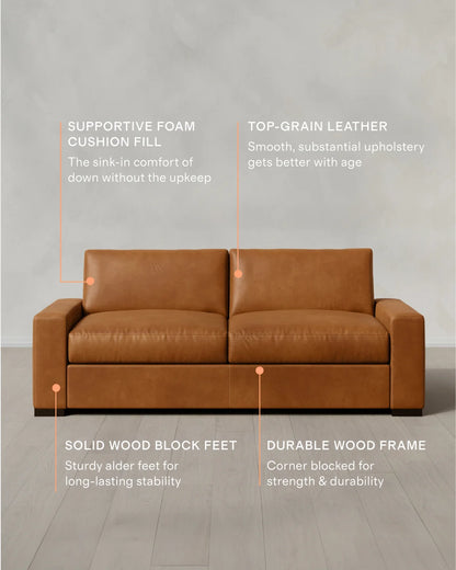 Stillman Sofa in Leather - 7ft / Auburn