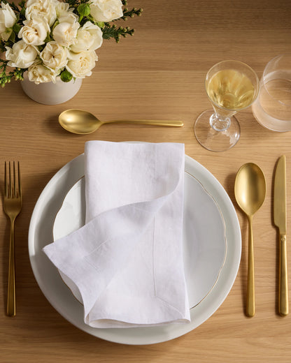 European Linen Wide-Hem Napkins (Set of 8) - One Size / Willowleaf Gingham