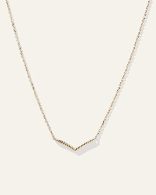 14K Gold Wishbone Necklace - One Size / Yellow Gold