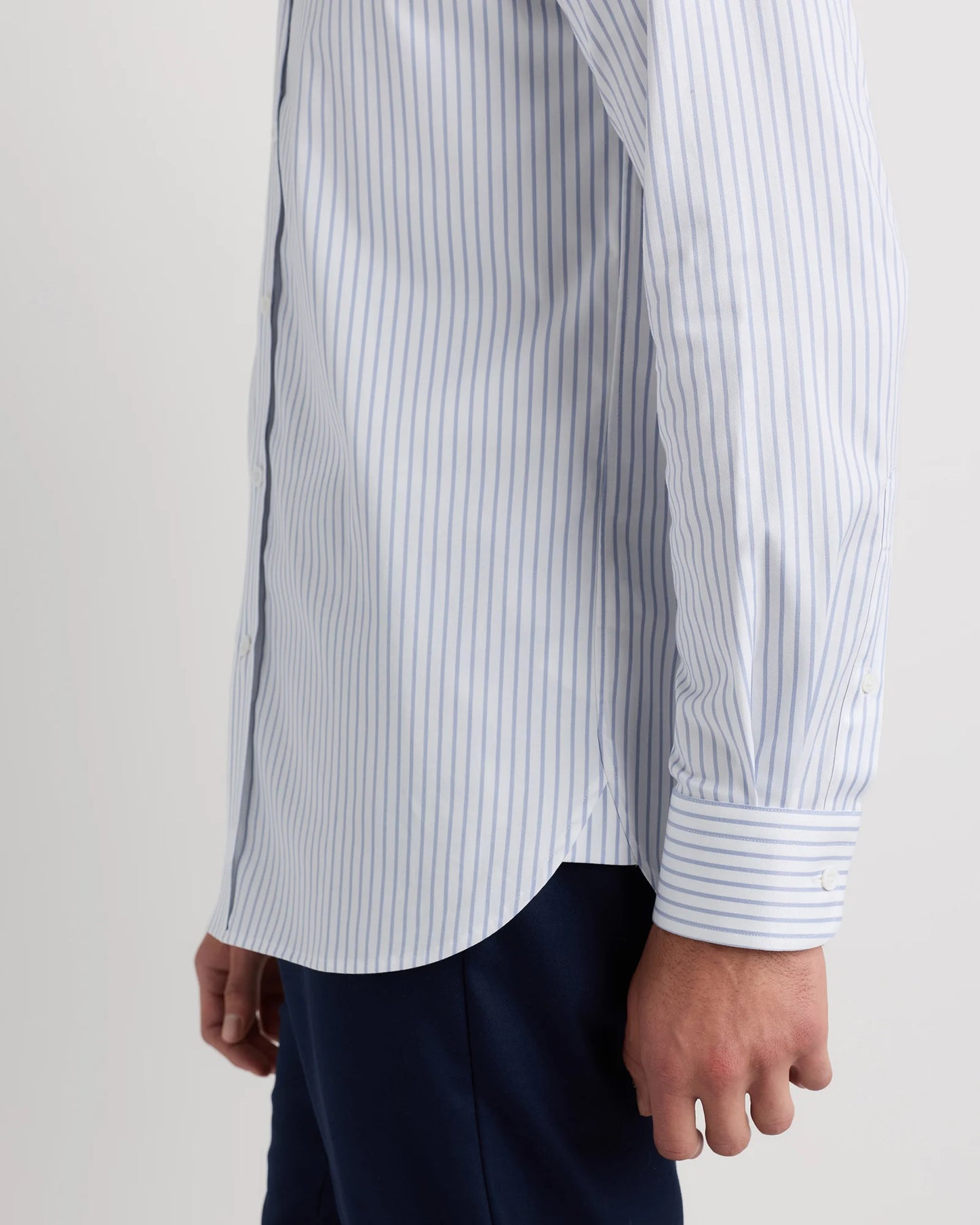 Organic Cotton Stretch Twill Dress Shirt - S / Grey Stripe