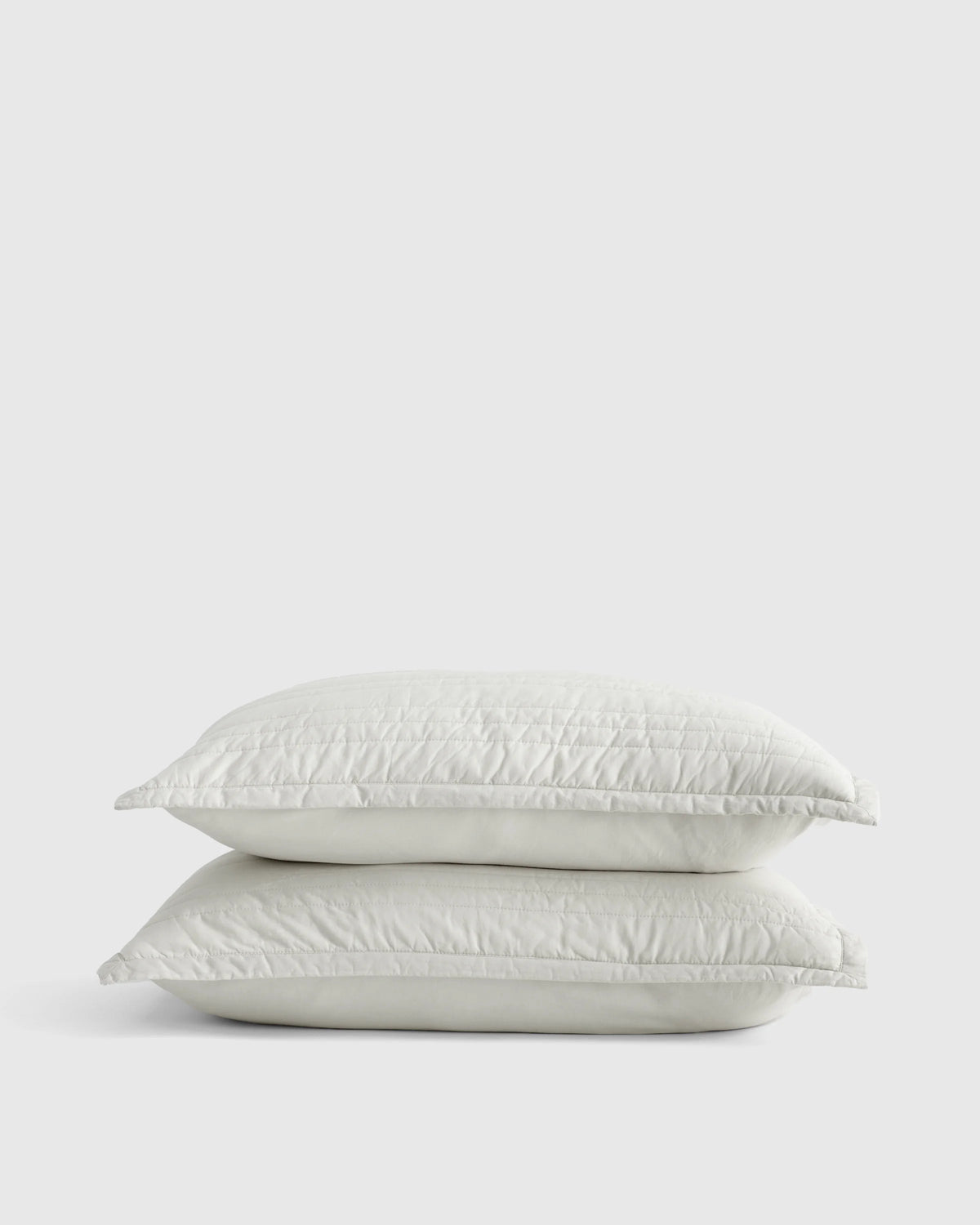 Organic Cotton Stripe Stitch Quilted Sham Set - Standard / White