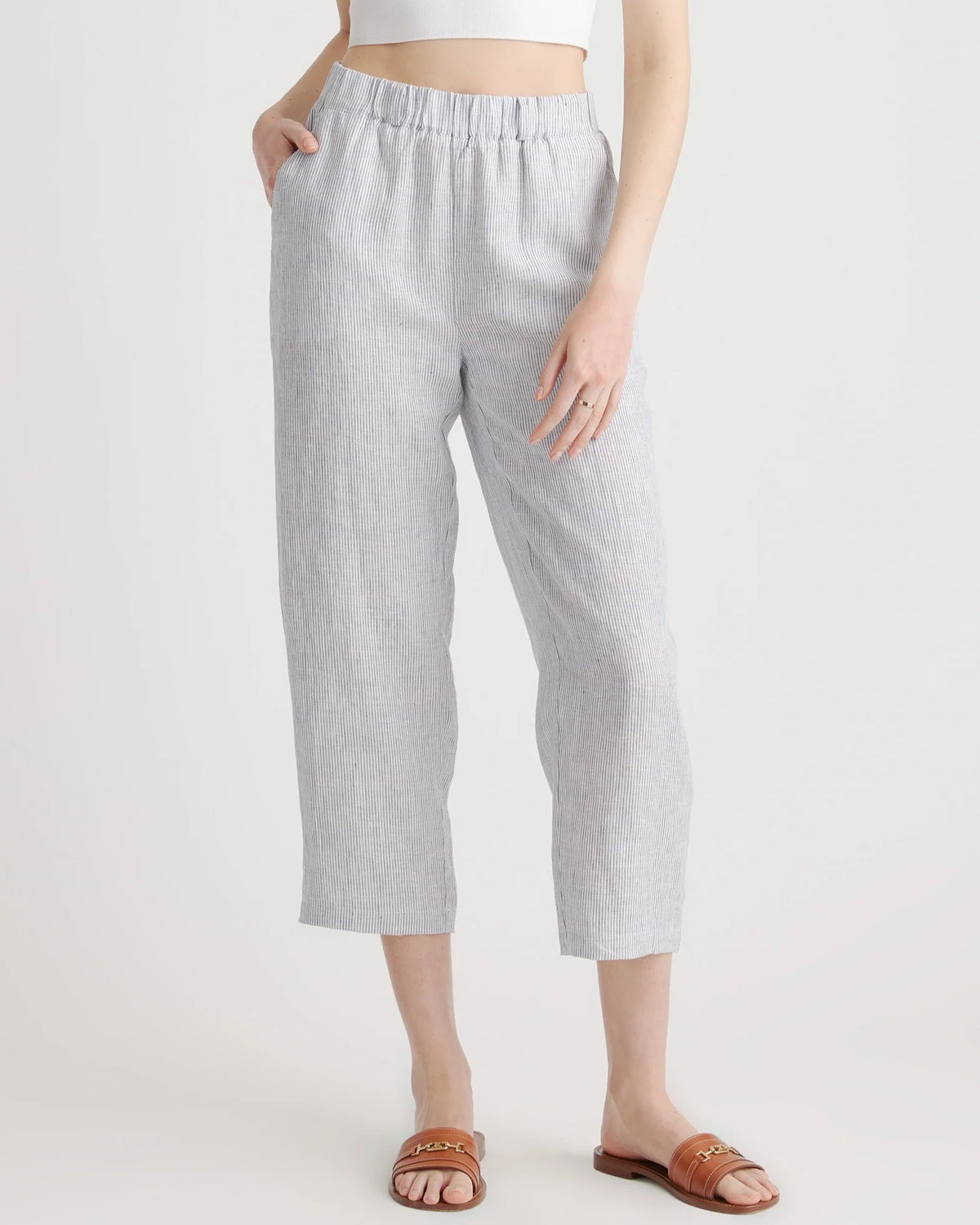 100% European Linen Pants - XS / White