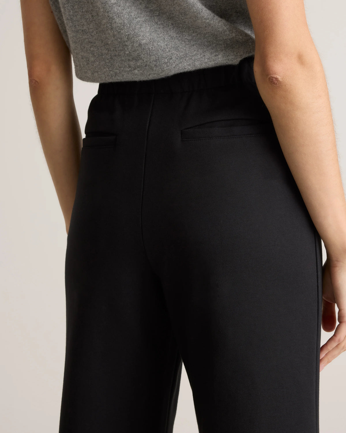 Organic Cotton Double Knit Wide Leg Pants - XS / Bold Black