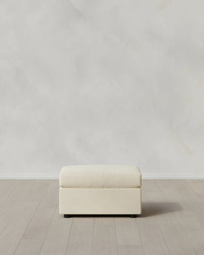 Brennan Ottoman in Performance Velvet - One Size / Taupe